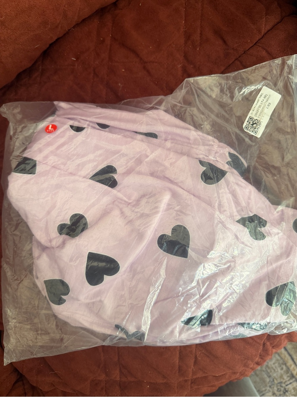 Women’s Lavender Heart Print Pajama Pants - Picture 3 of 5